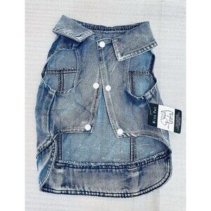 Miss Pet Dog Denim Jacket XL – Jean Vest w/ Leash Ring for Small/Medium Dogs